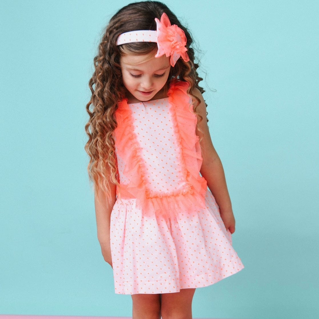 BABINE - Plumeti Dropwaist Dress  - Orange