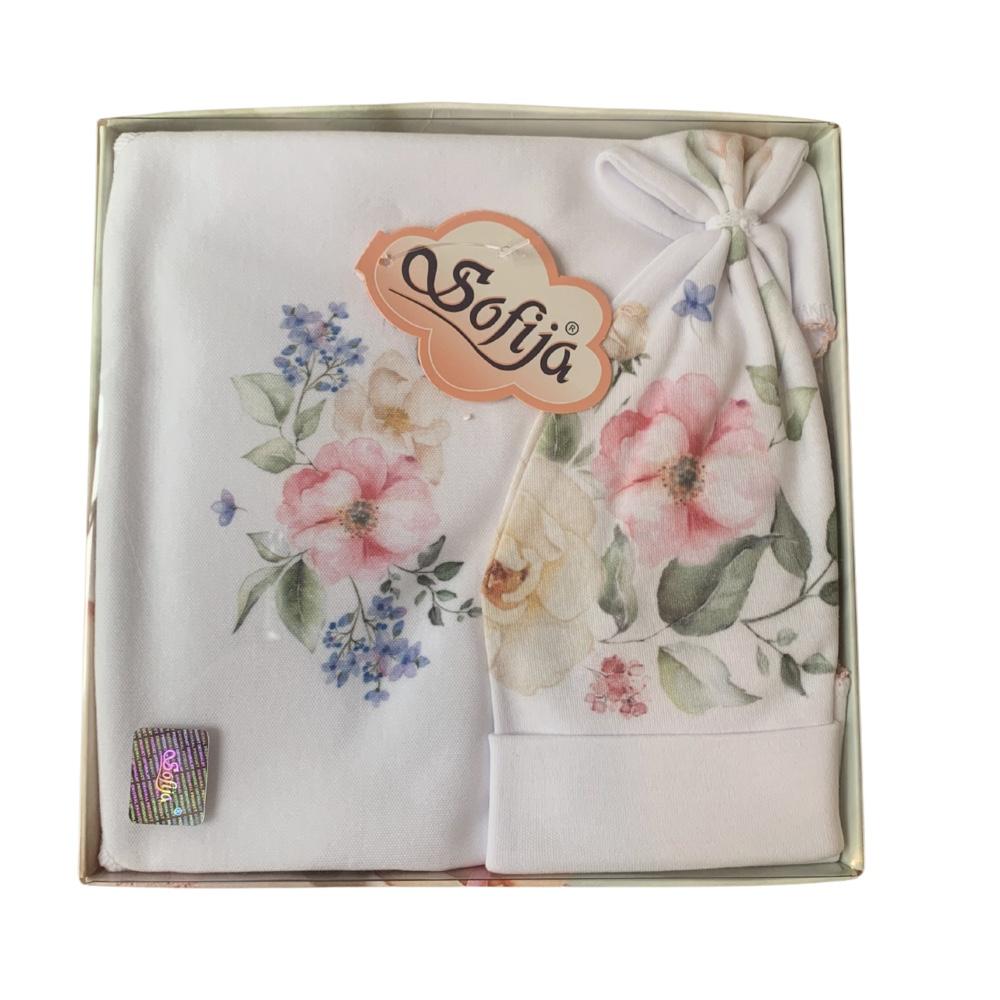 SOFIJA - Szafirek Bib & Hat set - White