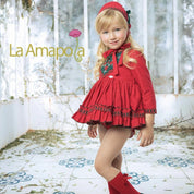 LA AMAPOLA - Tirol Baby Dress & Bonnet - Red