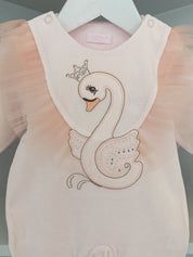 SOFIJA - Velour Swan Babygrow - Pink