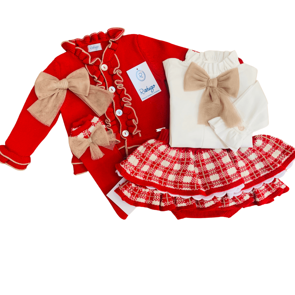 RAHIGO - Tartan Five Piece Set - Red / Cream