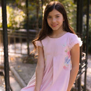 LAPIN HOUSE - A Line Ruffle Sleeve Dress - Pink