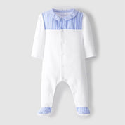 LARANJINHA- Stripe Bib Babygrow Three Four Piece Set - Blue