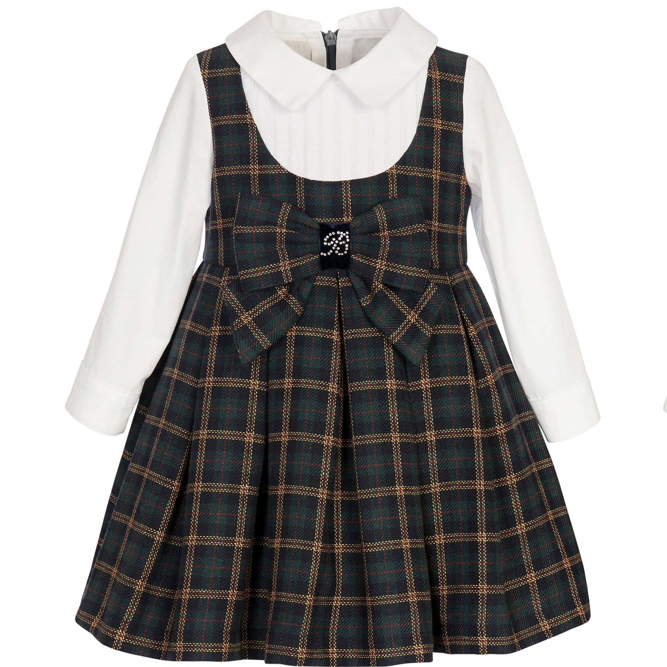 BALLOON CHIC - Tartan Pinafore Style Dress  - Green