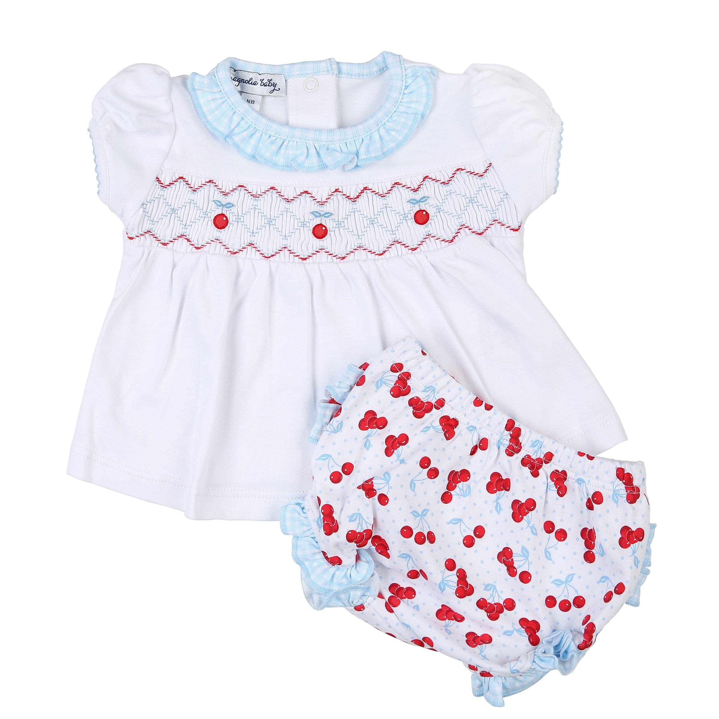 MAGNOLIA BABY - Sweet Cherries Smocked Set  - White