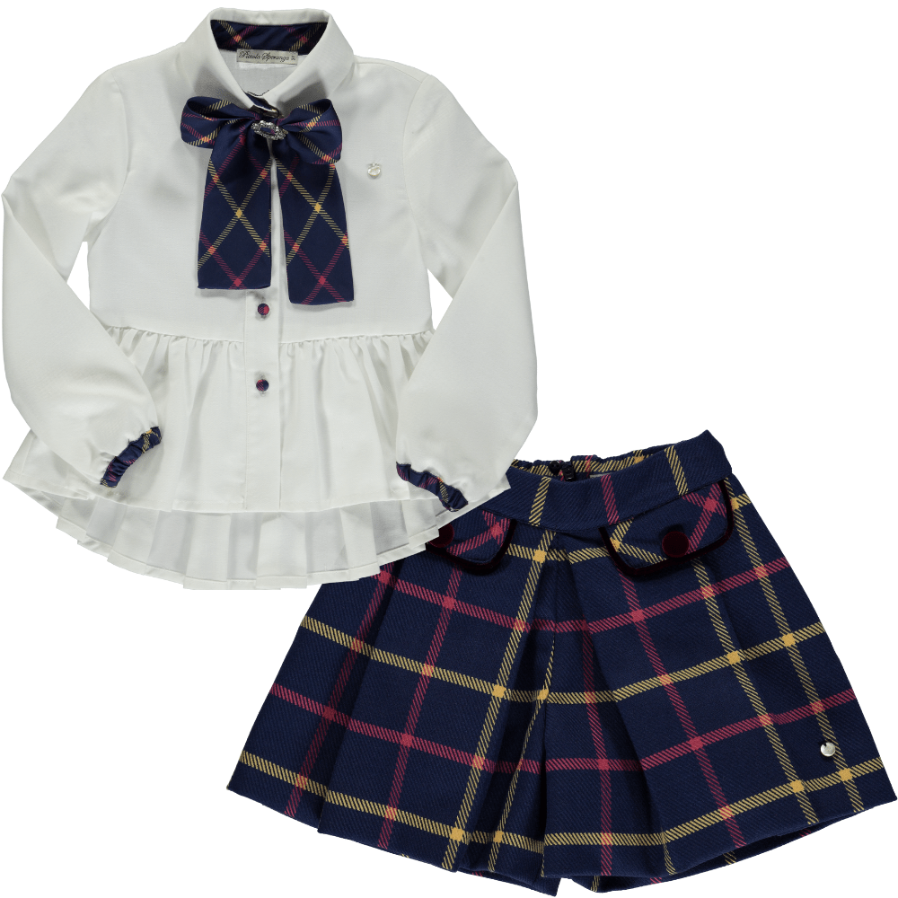 PICCOLA SPERANZA - Check Skort Set - Navy