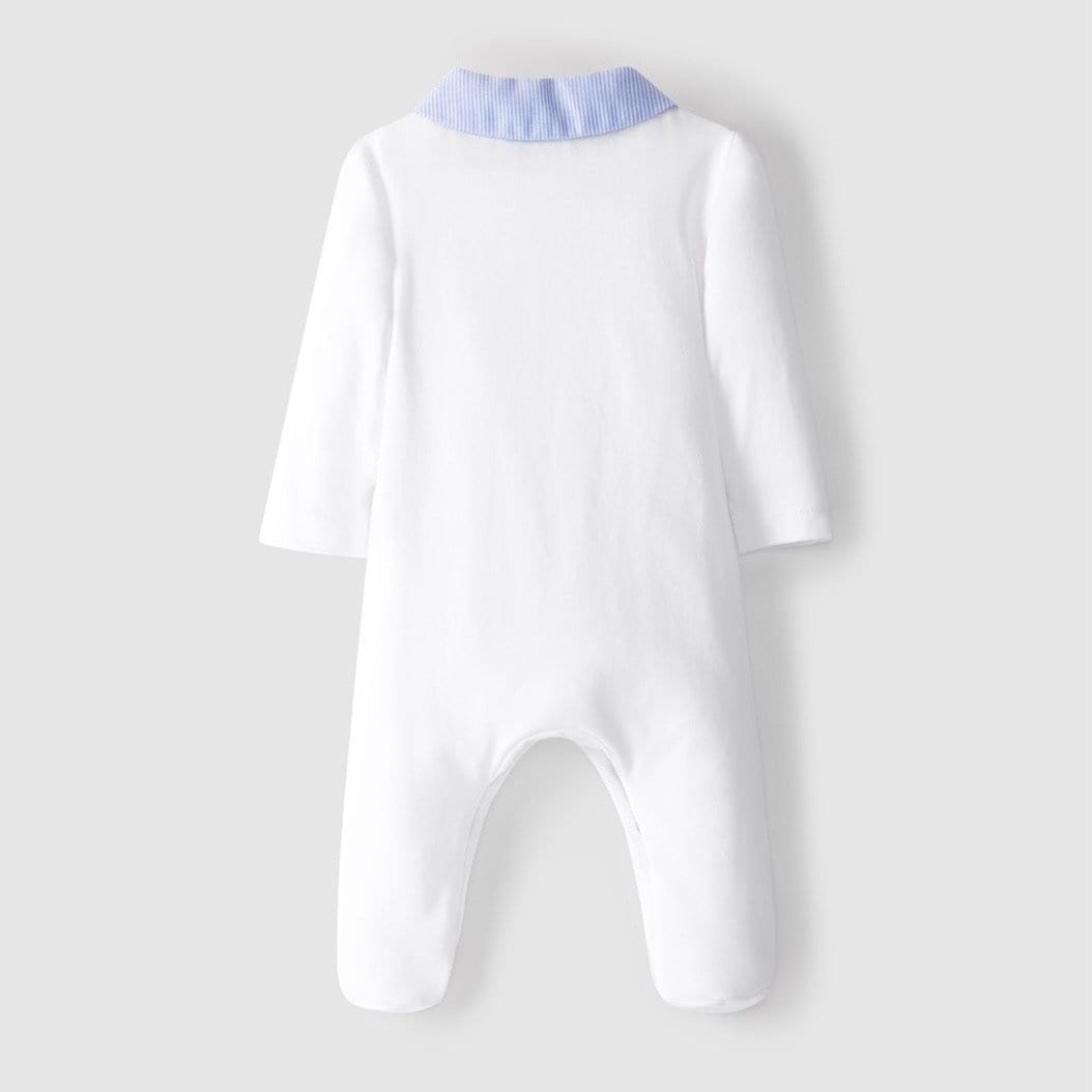 LARANJINHA- Stripe Bib Babygrow Three Four Piece Set - Blue