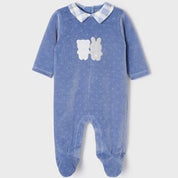MAYORAL - Bear & Bunny Velour Onesie - Blue