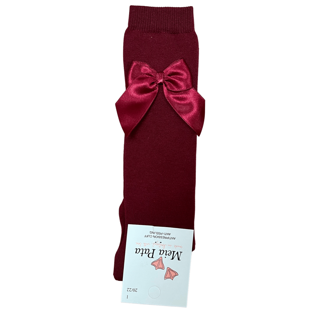 MEIA PATA - Over Knee Bow Sock - Bordeaux