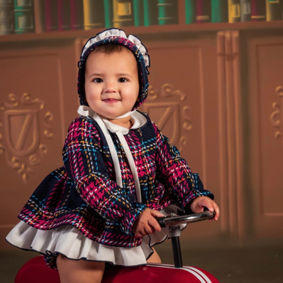 BABINE Tartan Baby Dress Bonnet Red – Bluebells Boutique