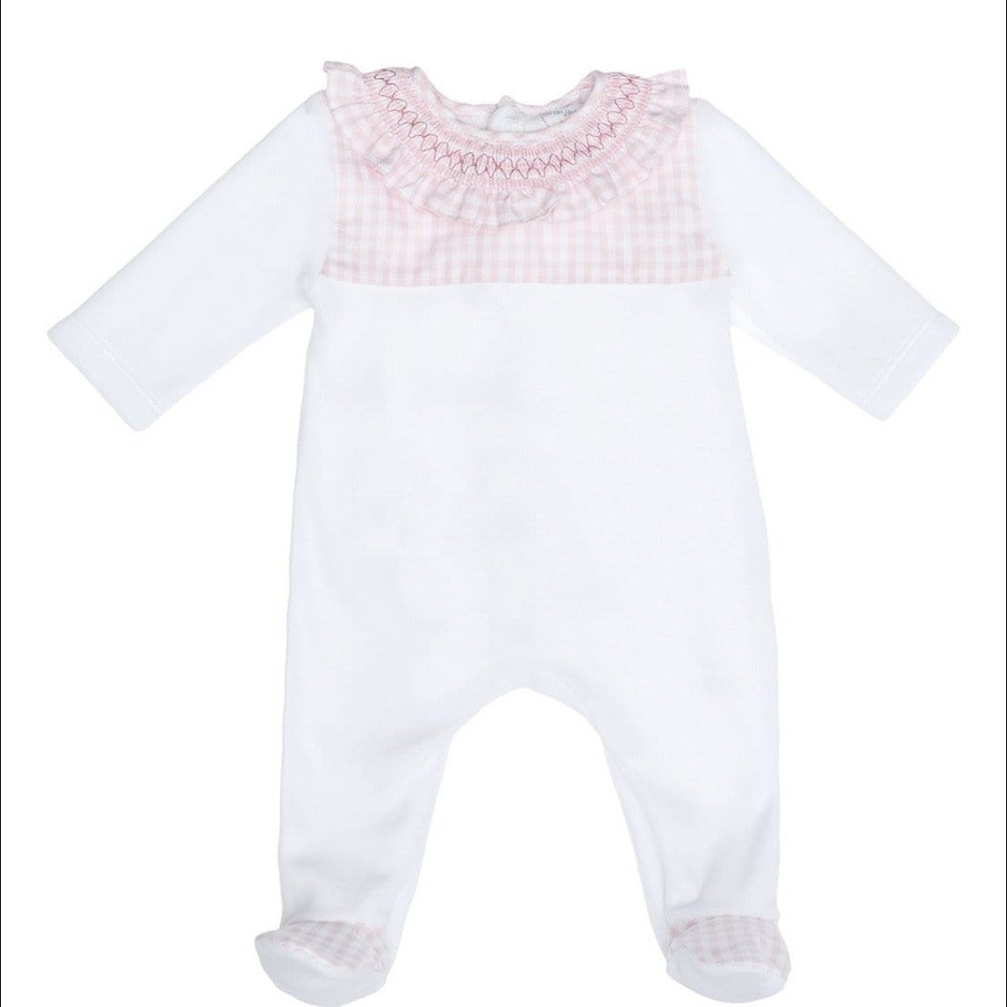 LARANJINA GIRLS SMOCKED VELOUR BABYGROW