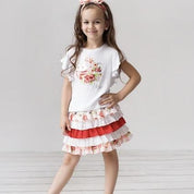 Daga - Tea Party Layered Skirt Set - Red