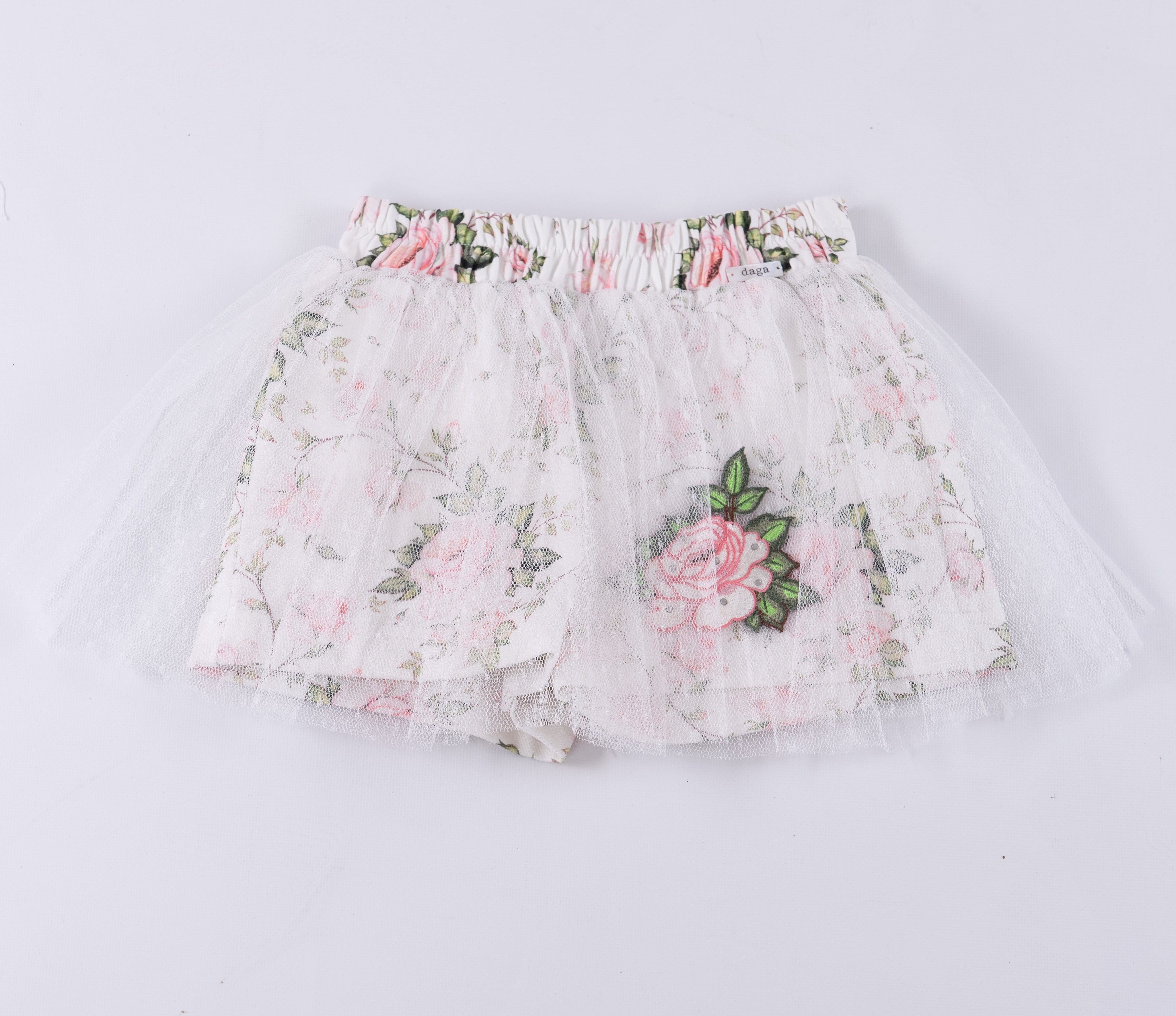 Daga - Rose  Tulle Short Set - White