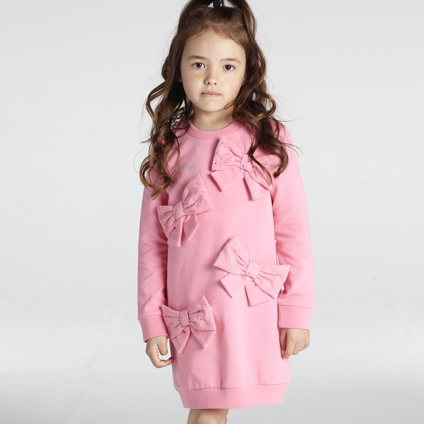 A DEE Jumper Dress With Large Bows Pink