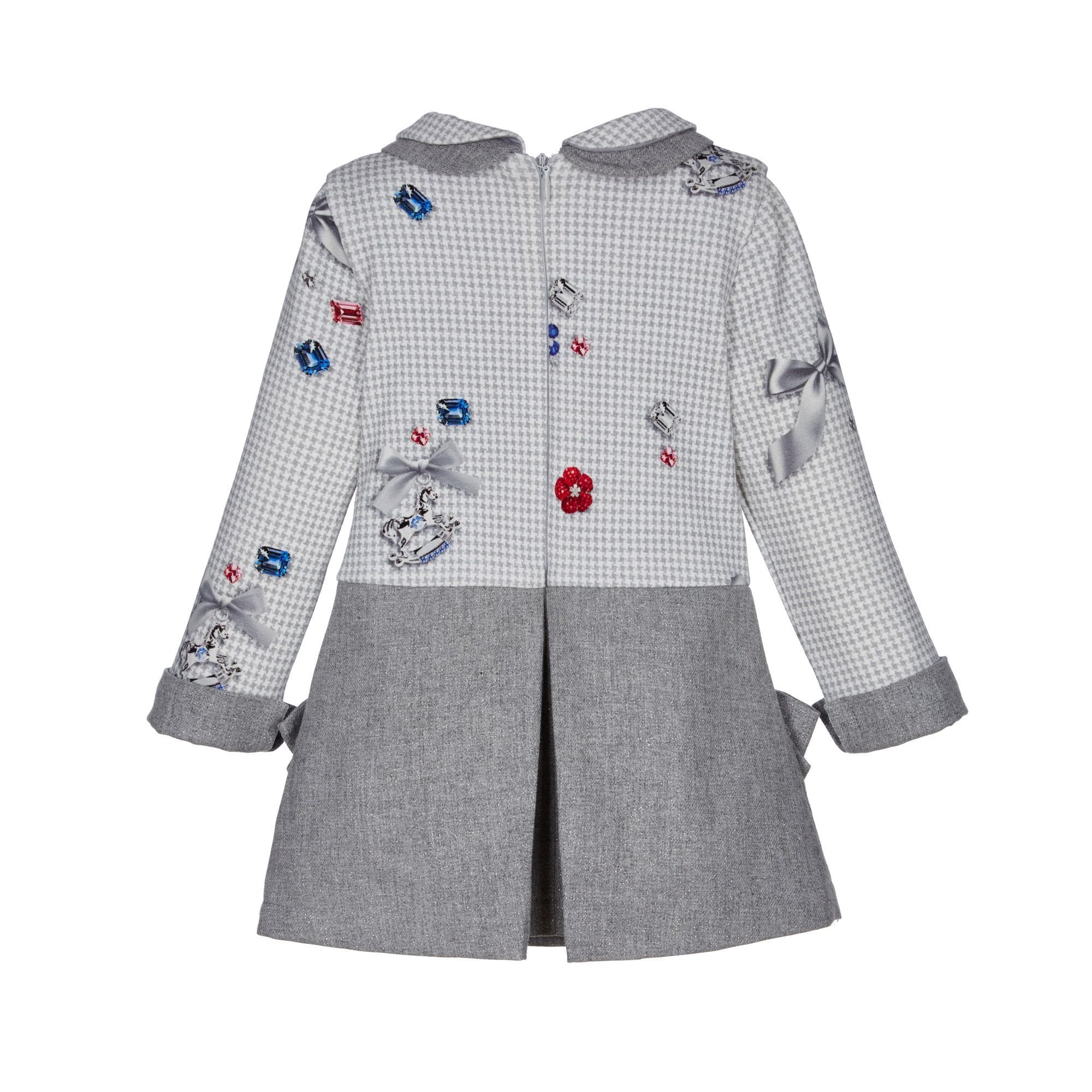LAPIN HOUSE - Dog Tooth Jewel Dress - Grey
