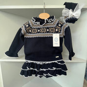 Rahigo - Four Piece Fairisle Skirt Set With Camel -  Navy