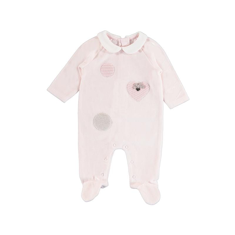 MAYORAL - Heart Velour Romper - Pink