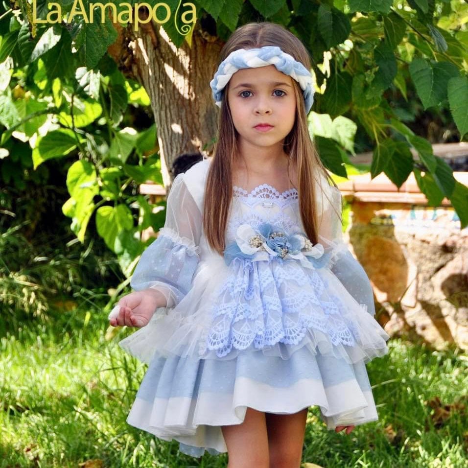 LA AMAPOLA - Cristel Baby Dress - Blue