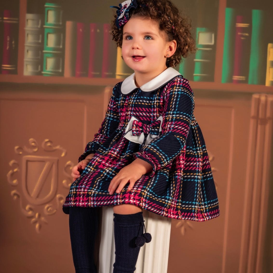 BABINE - Tartan Baby Dress & Bonnet - Red