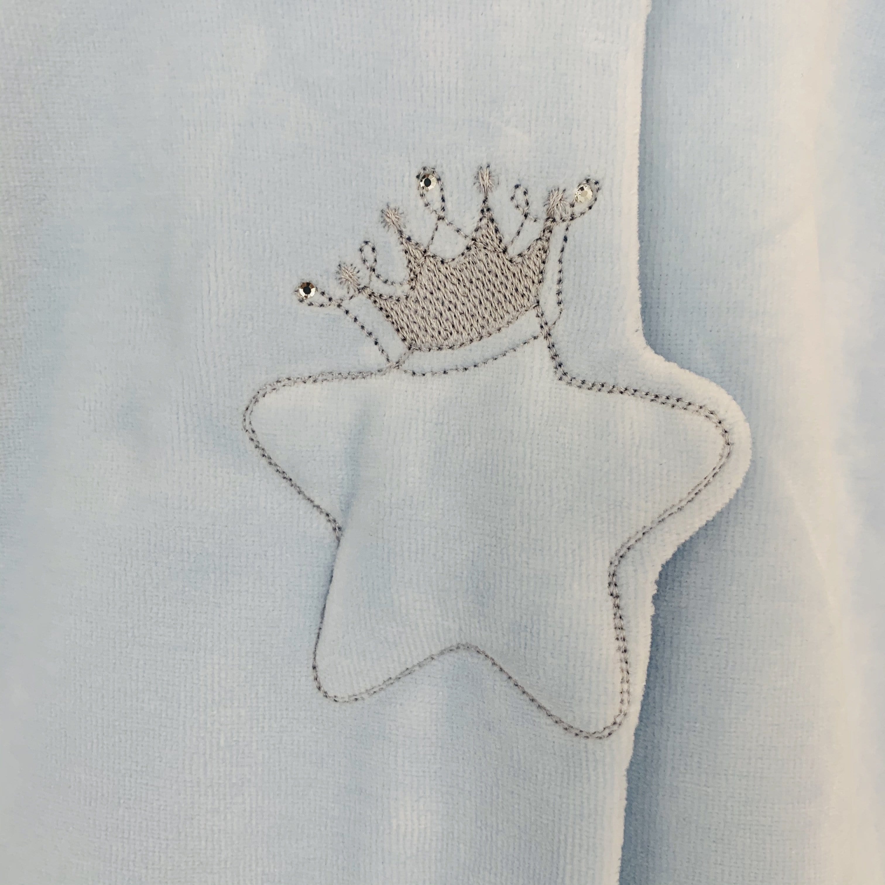 SOFIJA - Velour Diamanté Babygrow - Blue