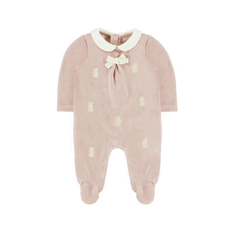 MAYORAL - Bunny Velour Romper - Blush