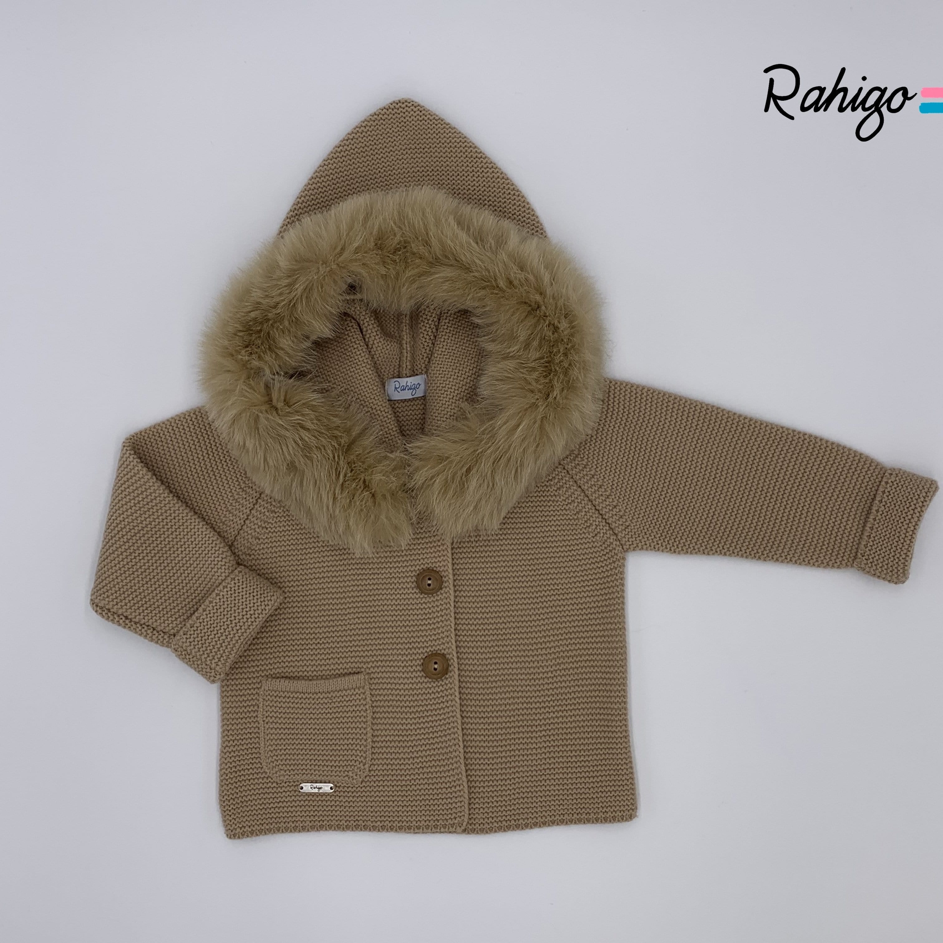 RAHIGO COAT CREAM WITH CAMEL TRIM INCLUDING BERET