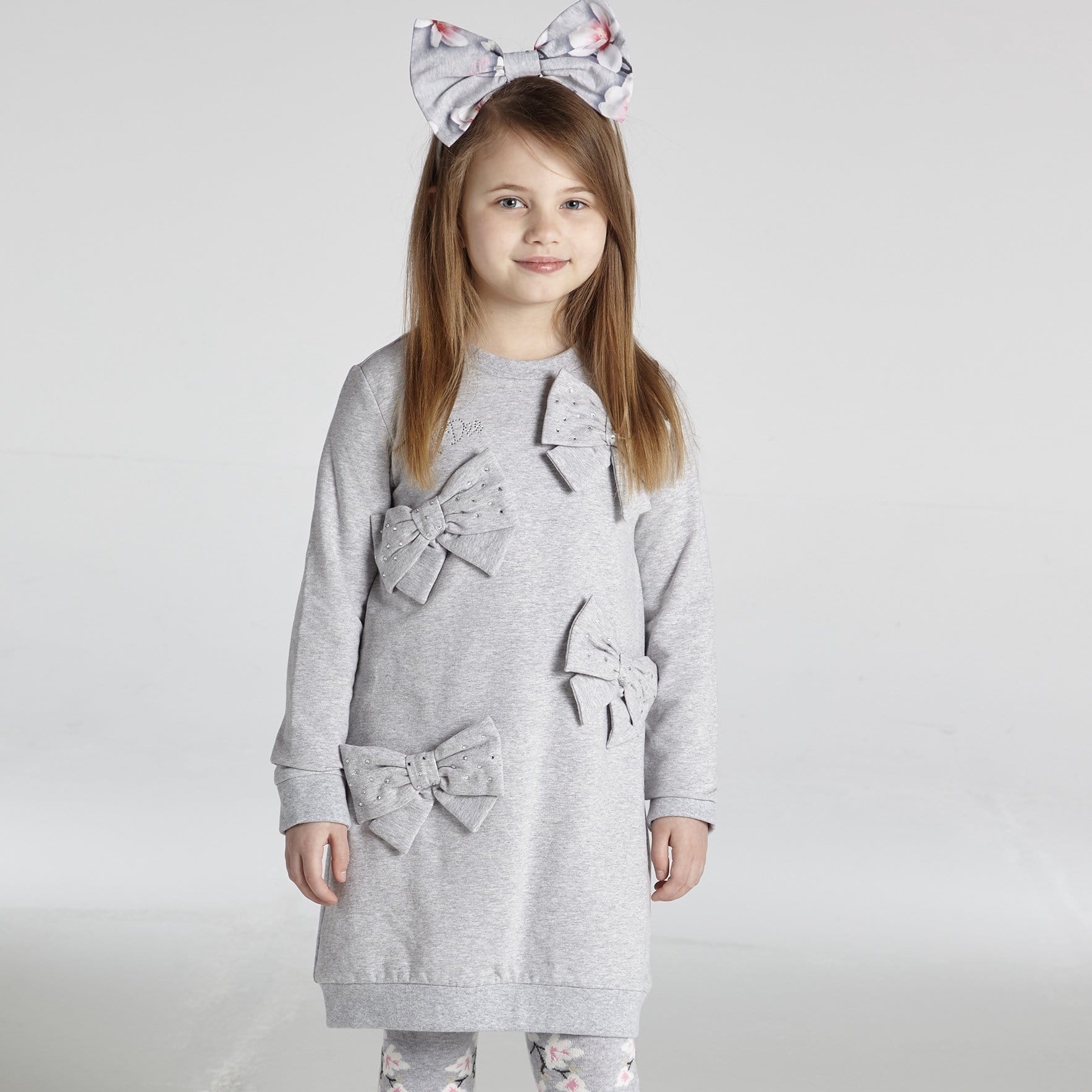 A DEE - Jumper Dress With Large Bows - Grey