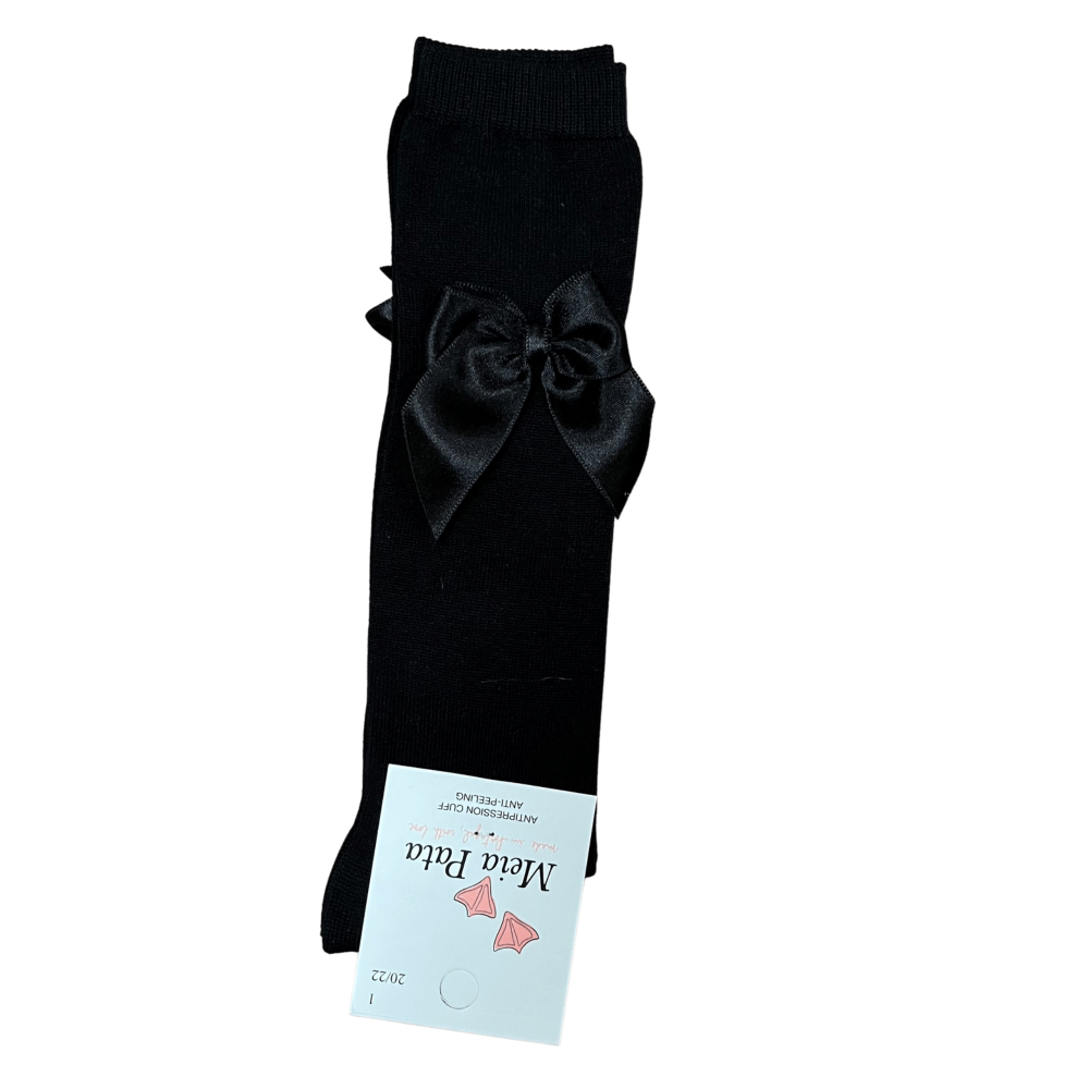 MEIA PATA - Over Knee Bow Sock - Black