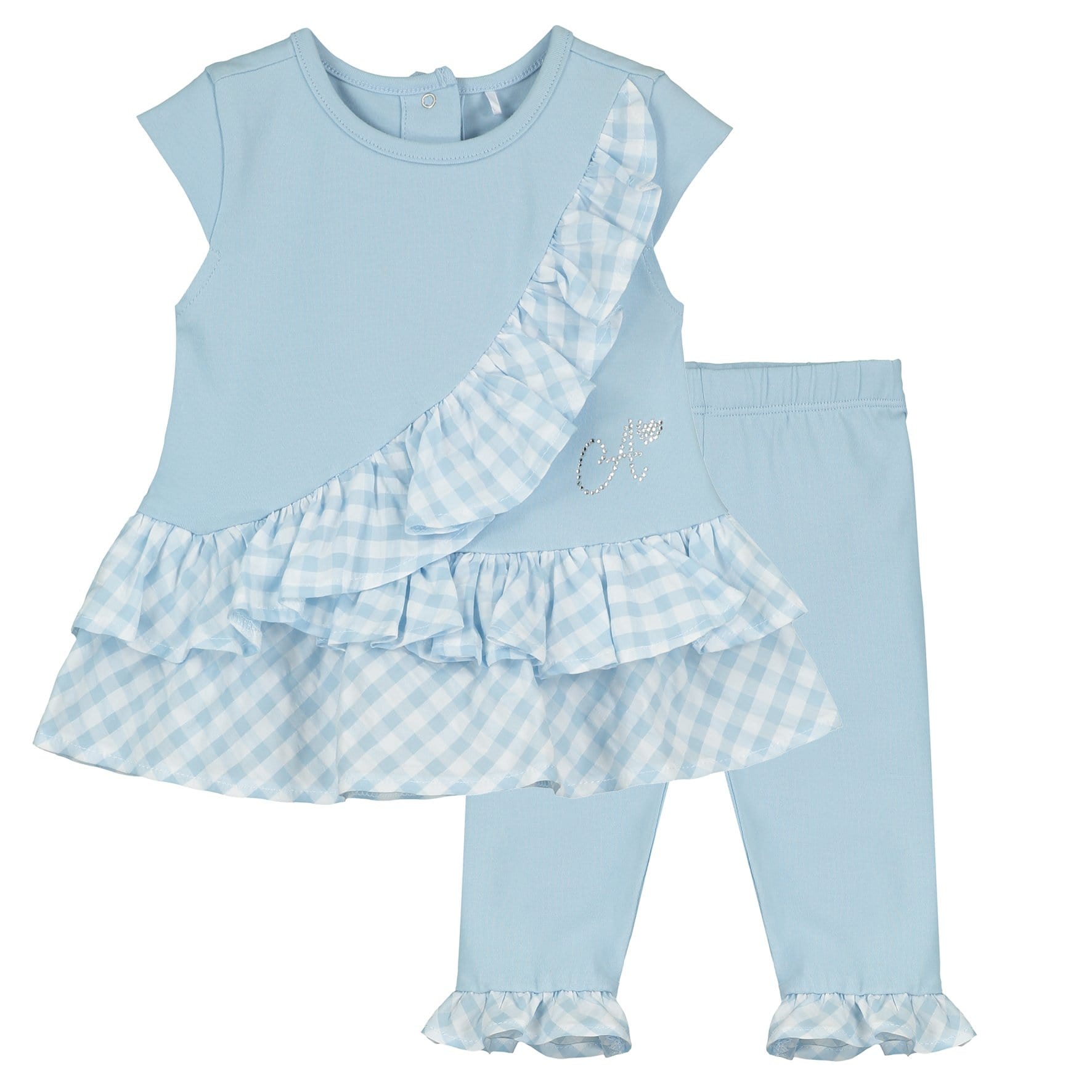 LITTLE A - Clara  Check Legging Set - Light Blue