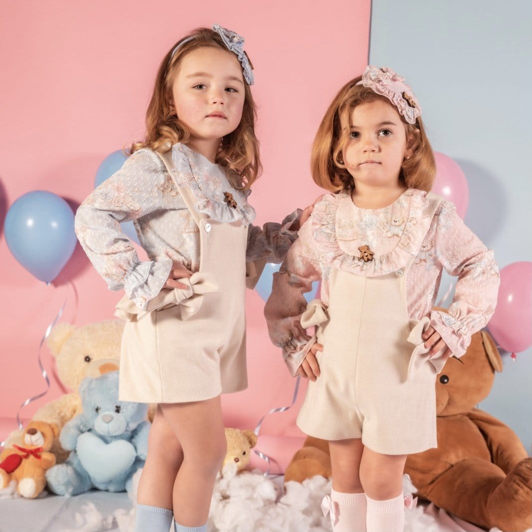 BABINE - Teddy Dungaree Short Set - Pink