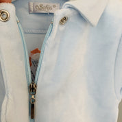 SOFIJA - Velour Diamanté Babygrow - Blue