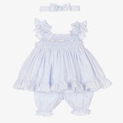 PRETTY ORIGINALS - Smocked Dress Set & Hairband  - Blue