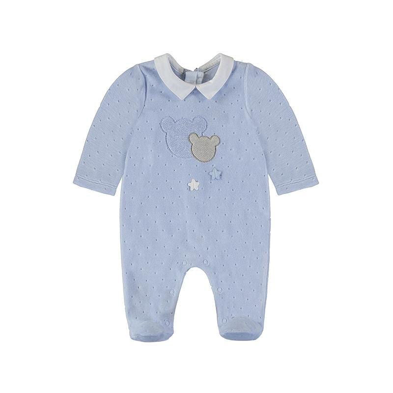 MAYORAL - Bear Velour Romper - Blue