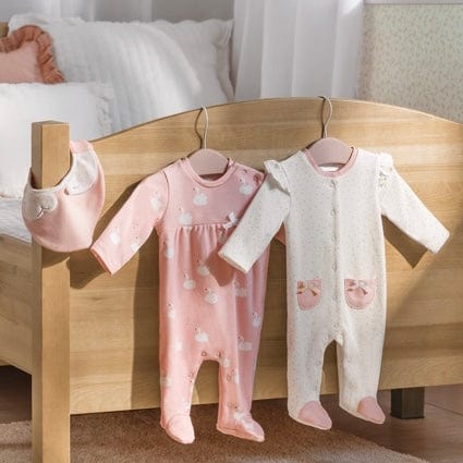 MAYORAL - Swan Two Pack Onesies - Blush