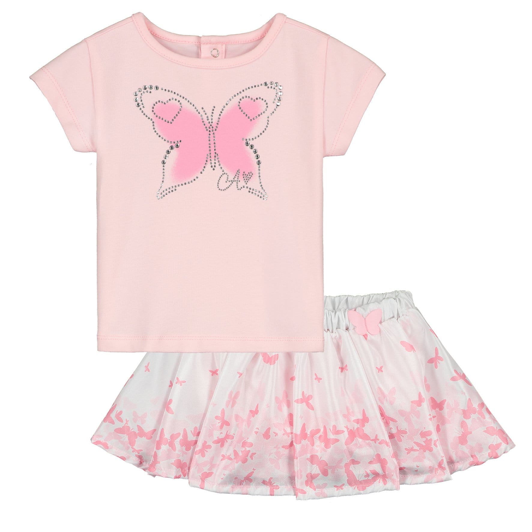 LITTLE A - Darla Butterfly Skirt Set - Pink