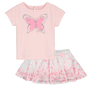 LITTLE A - Darla Butterfly Skirt Set - Pink