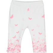 LITTLE A - Davina Butterfly Print Leggings Set - White