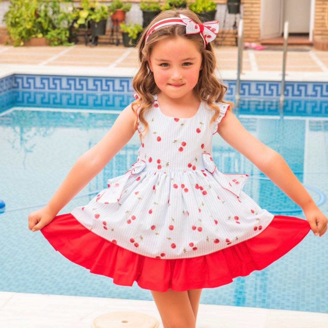 BABINE - Cherry Puffball Dress  - Red