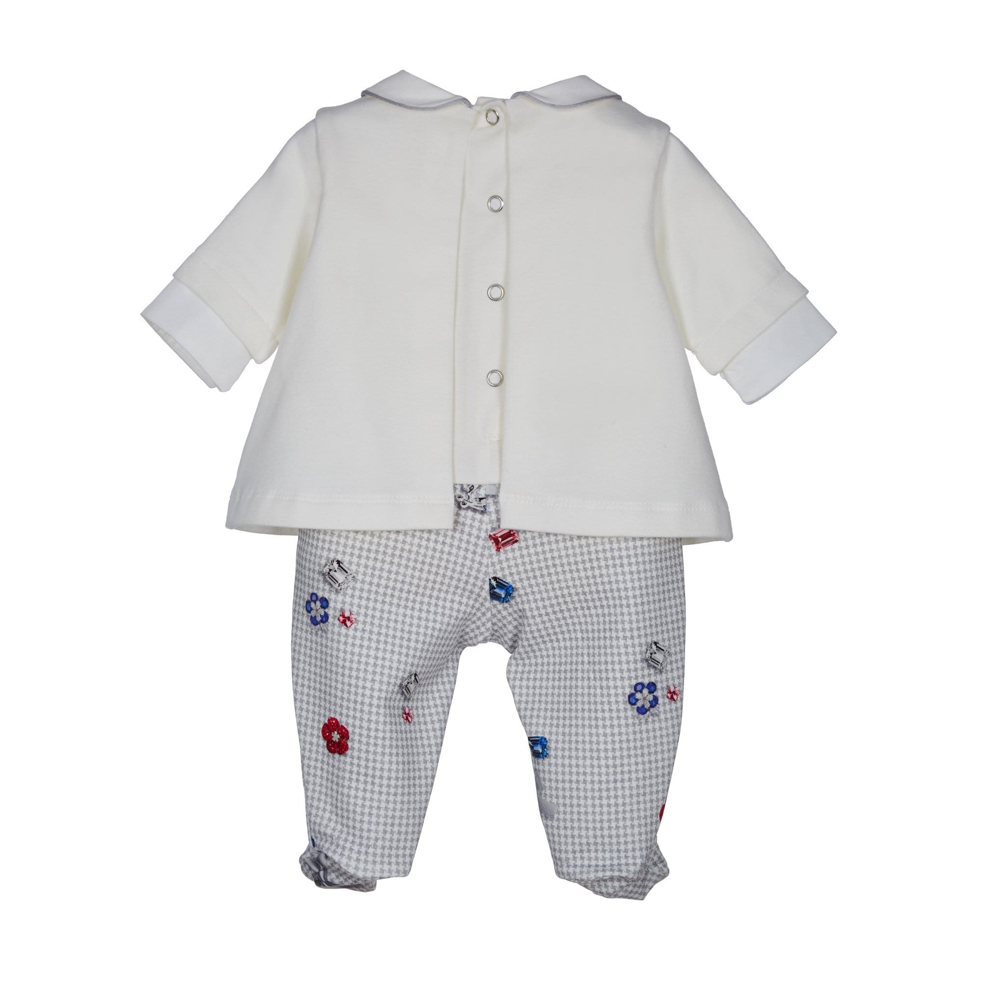 LAPIN HOUSE - Baby Dogtooth Jewel Babygrow  - Cream