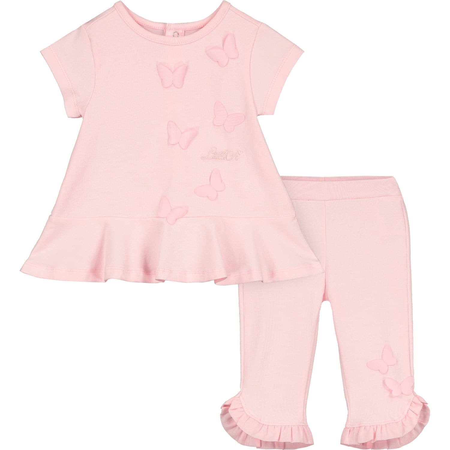 LITTLE A - Dream Voile Butterfly Print Leggings Set - Pink