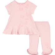 LITTLE A - Dream Voile Butterfly Print Leggings Set - Pink