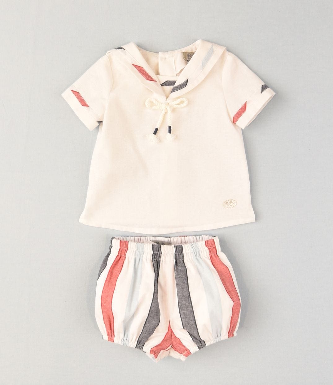 JOSE VARON - Stripe Short Set - White