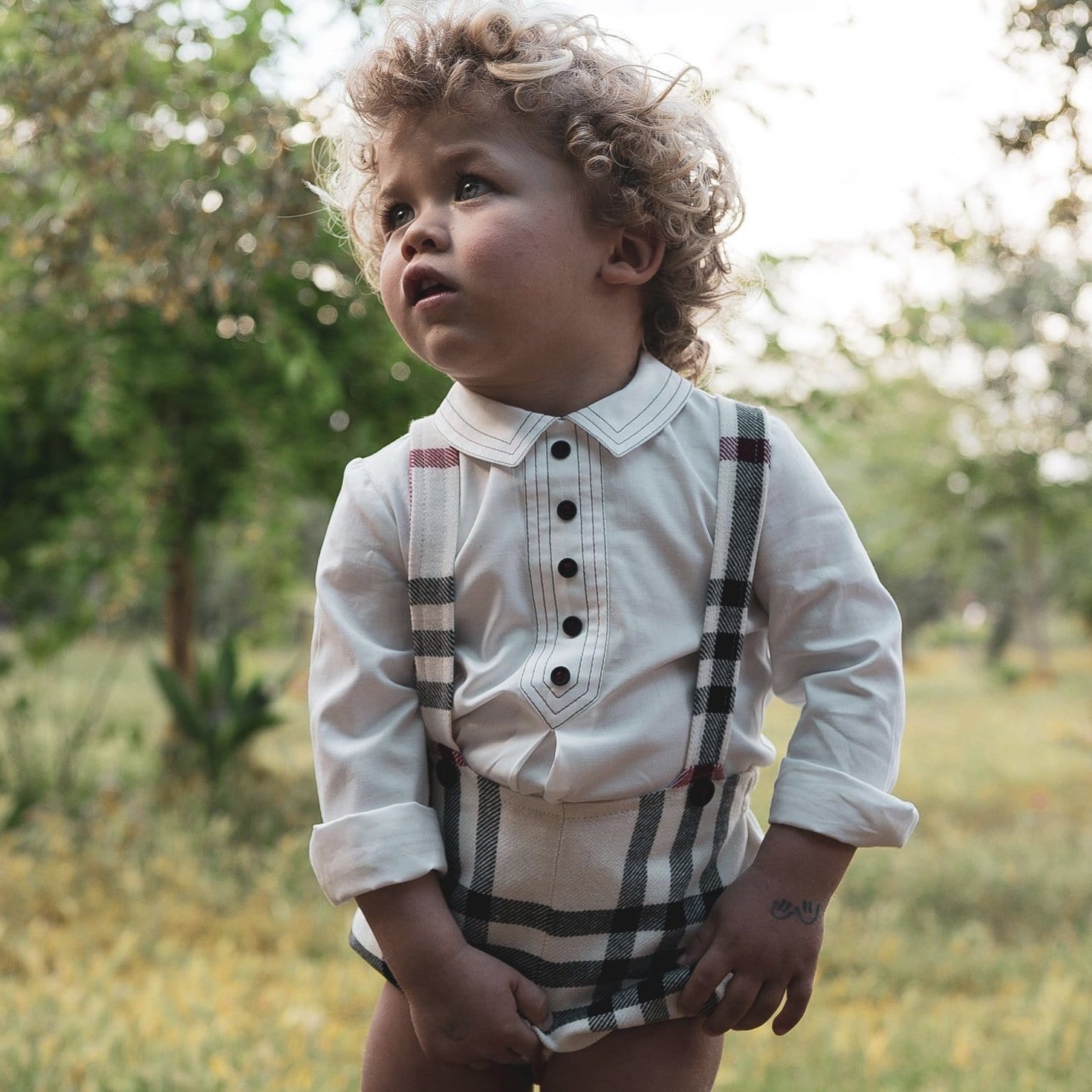 JOSE VARON - Check Short Set - Cream