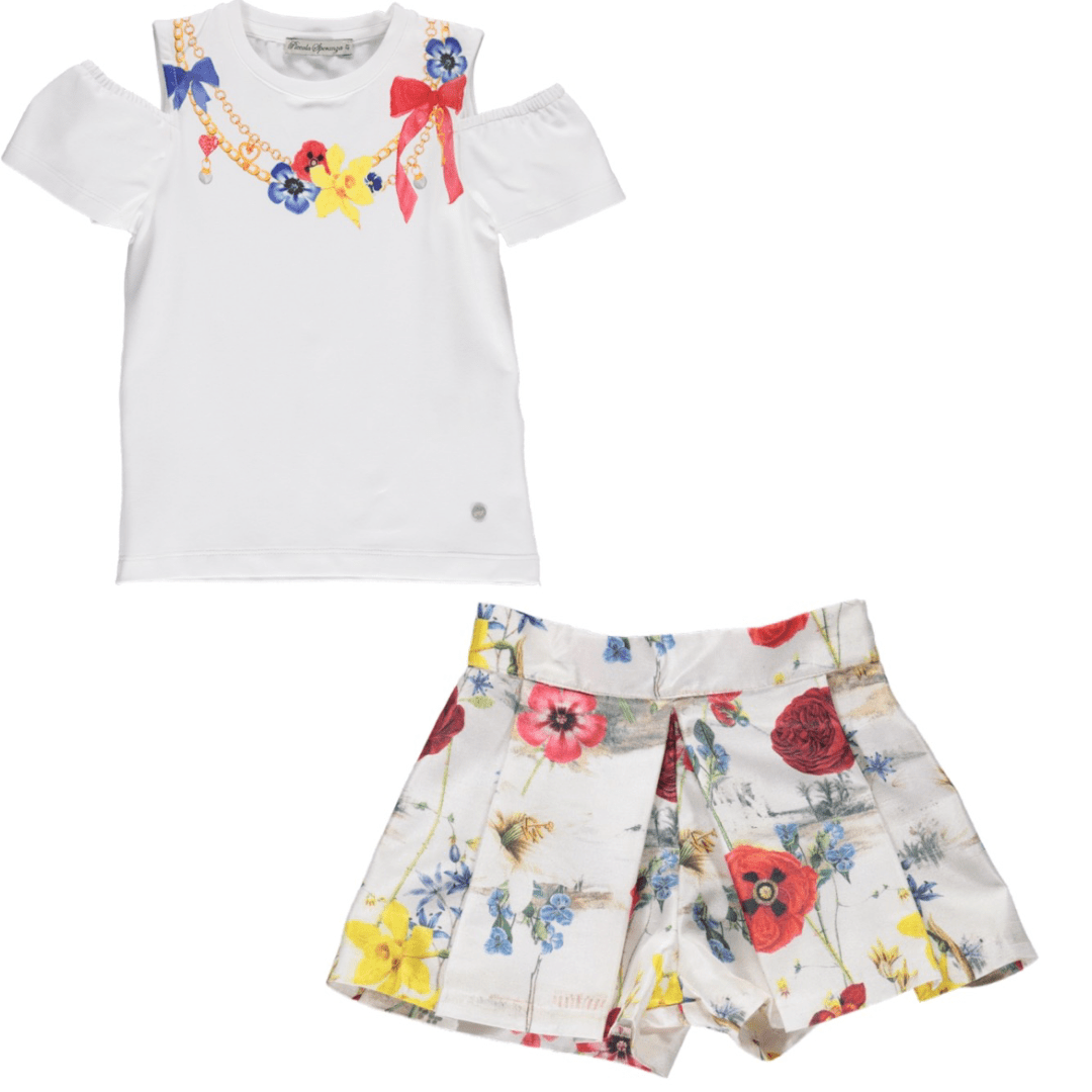 PICCOLA SPERANZA - Floral Skort Set - Cream