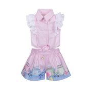 LAPIN HOUSE - Blouse & Car Short Set - Pink