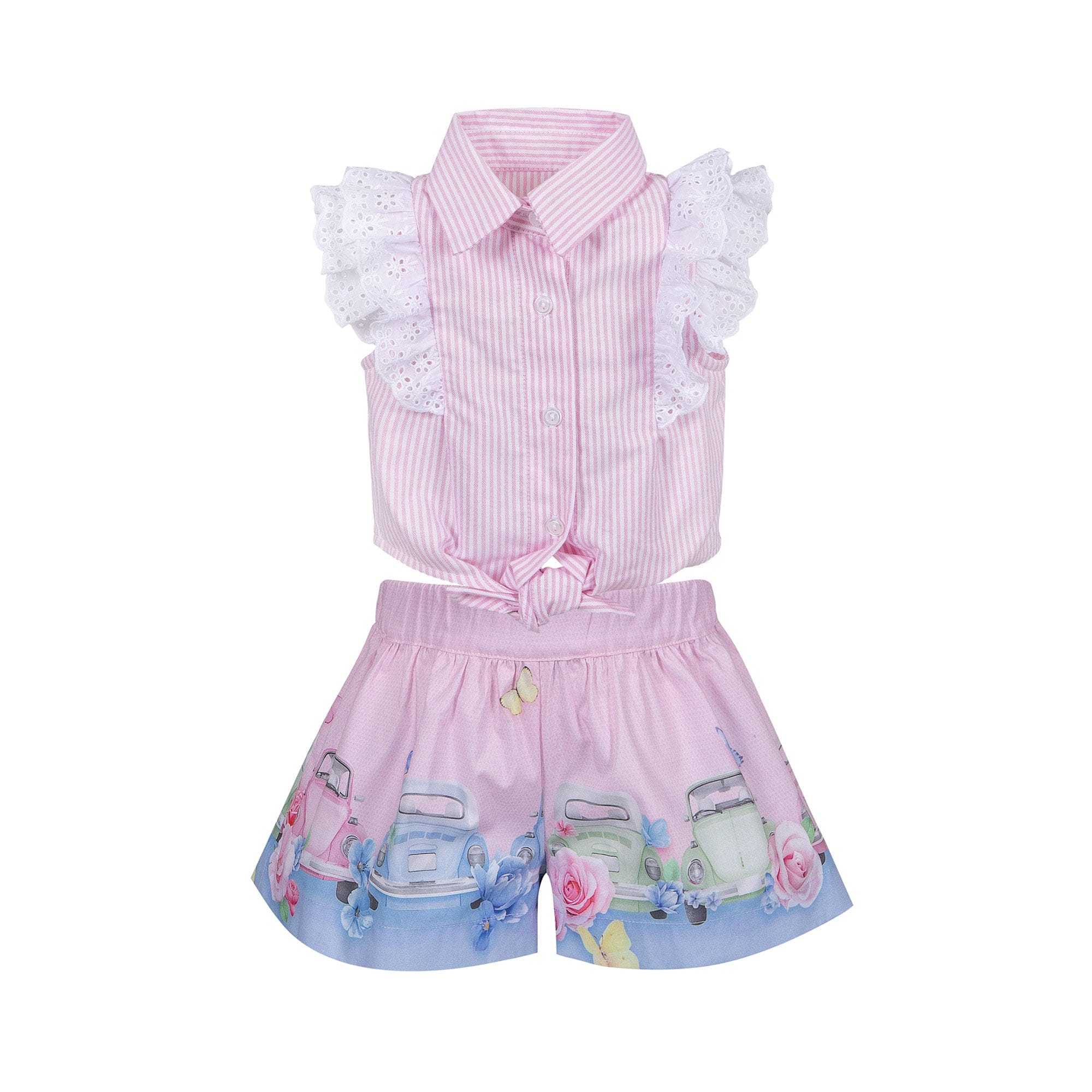 LAPIN HOUSE - Blouse & Car Short Set - Pink