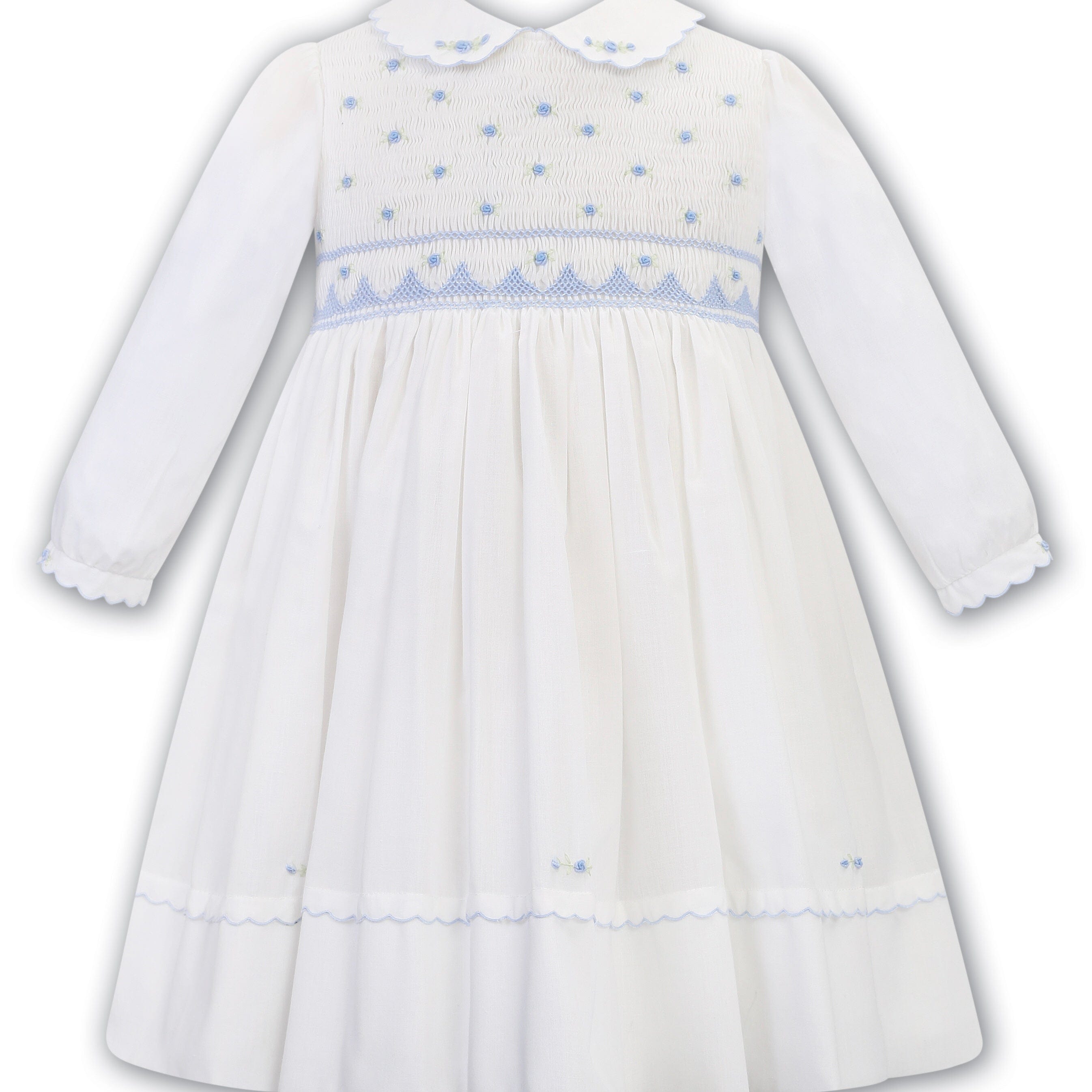 SARAH LOUISE -  Smocked Peter Pan Collar Floral Print Dress - Pink main image 1