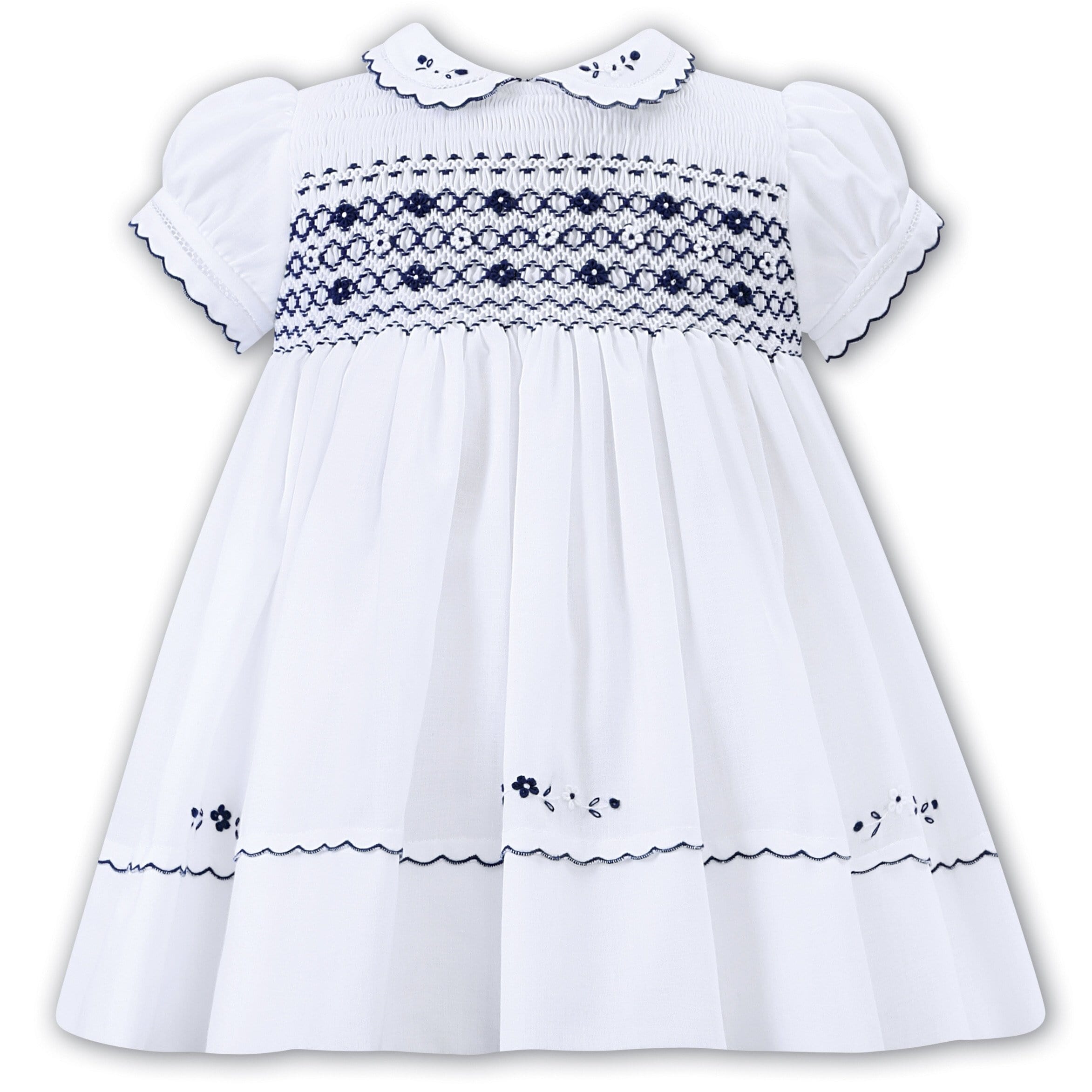 SARAH LOUISE - Peter Pan Collar Embroidered Smock Dress - Lemon main image 0