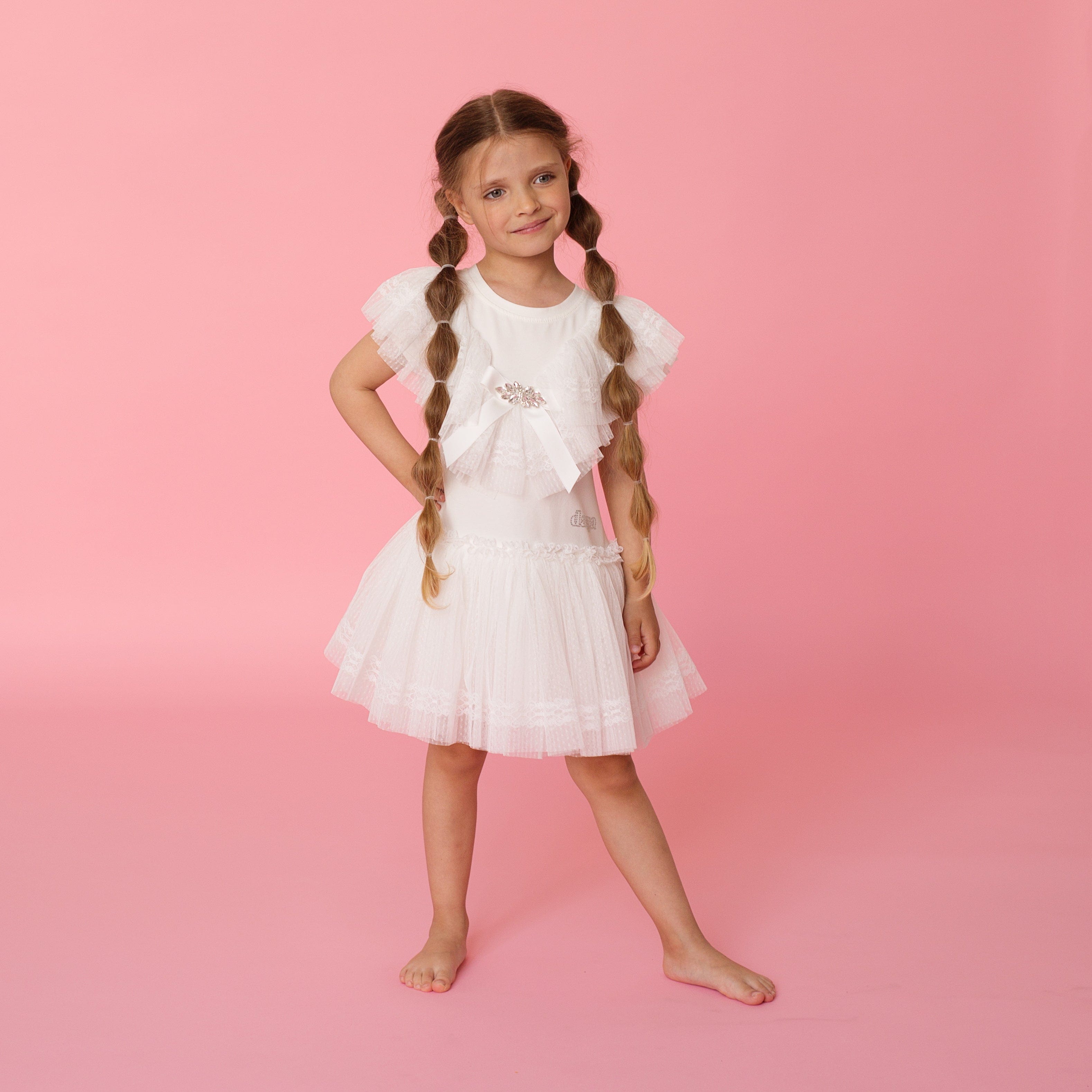 Daga - Lace  Dress & Hairpiece - Cream