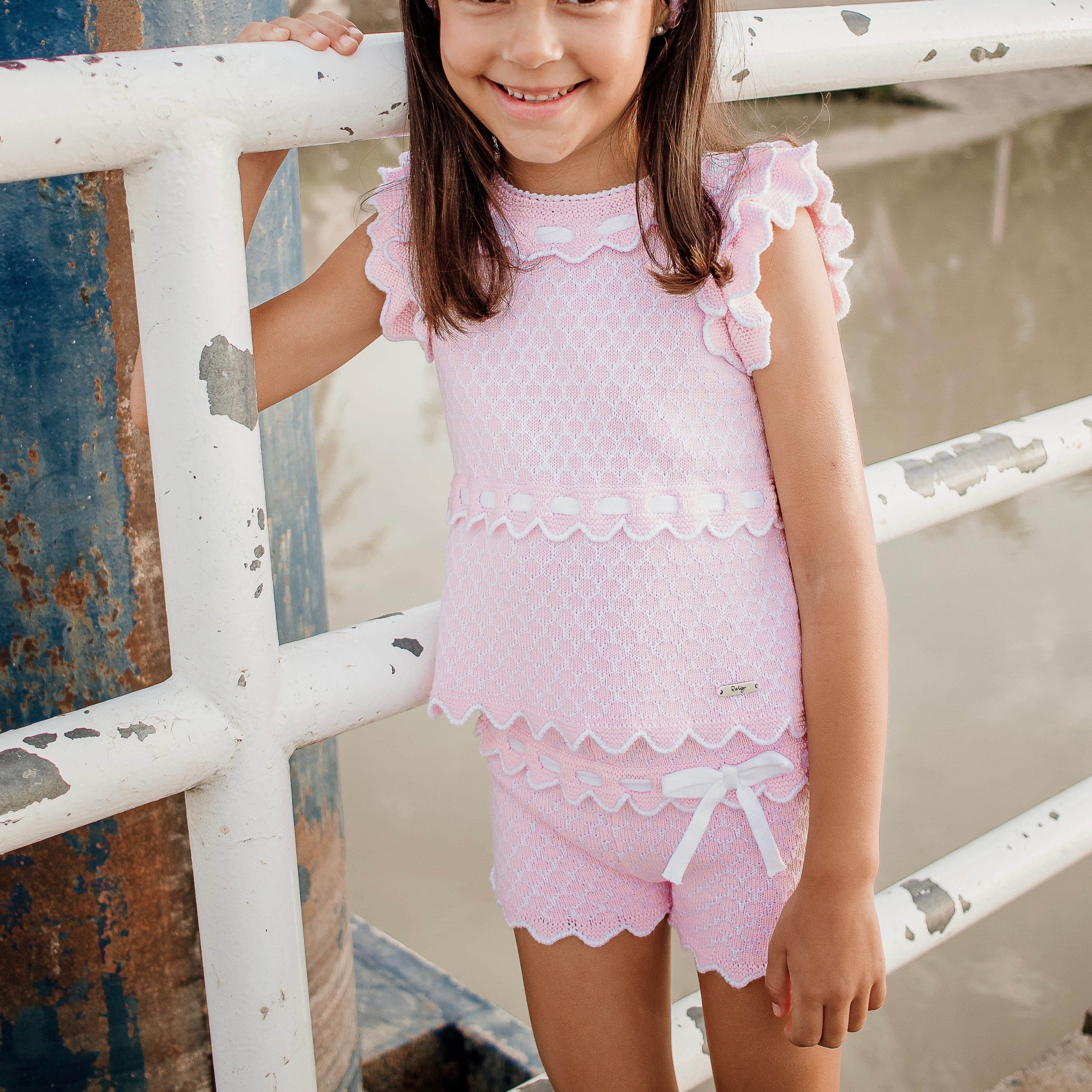 Rahigo - Ribbon Detail Pattern Short Set -  Pink